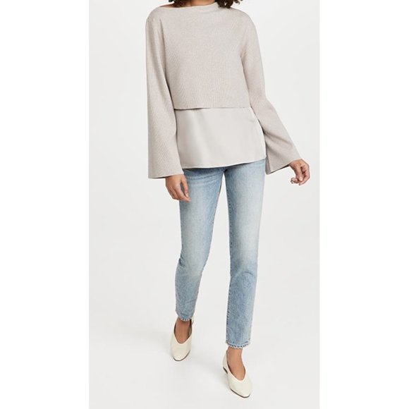 THEORY Cropped Sweater in Oatmeal - XL NWT
